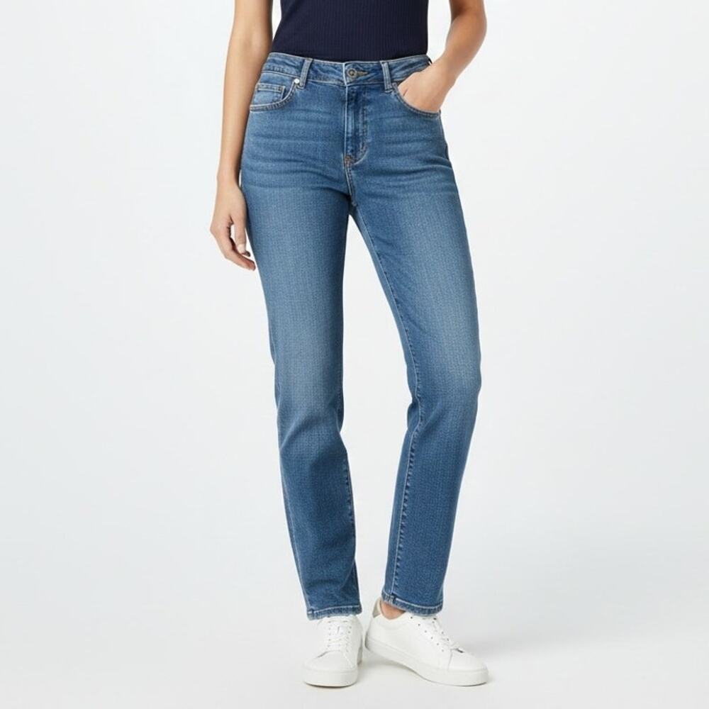 Liz Claiborne Womens 6 Straight Leg Jeans Medium Wash Stretch Denim Mid Rise